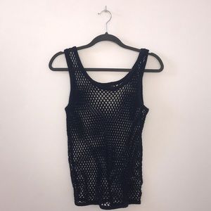 navy blue fishnet top